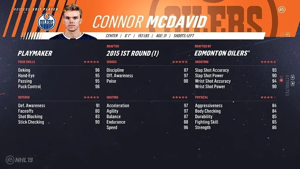 connor mcdavid nhl 19