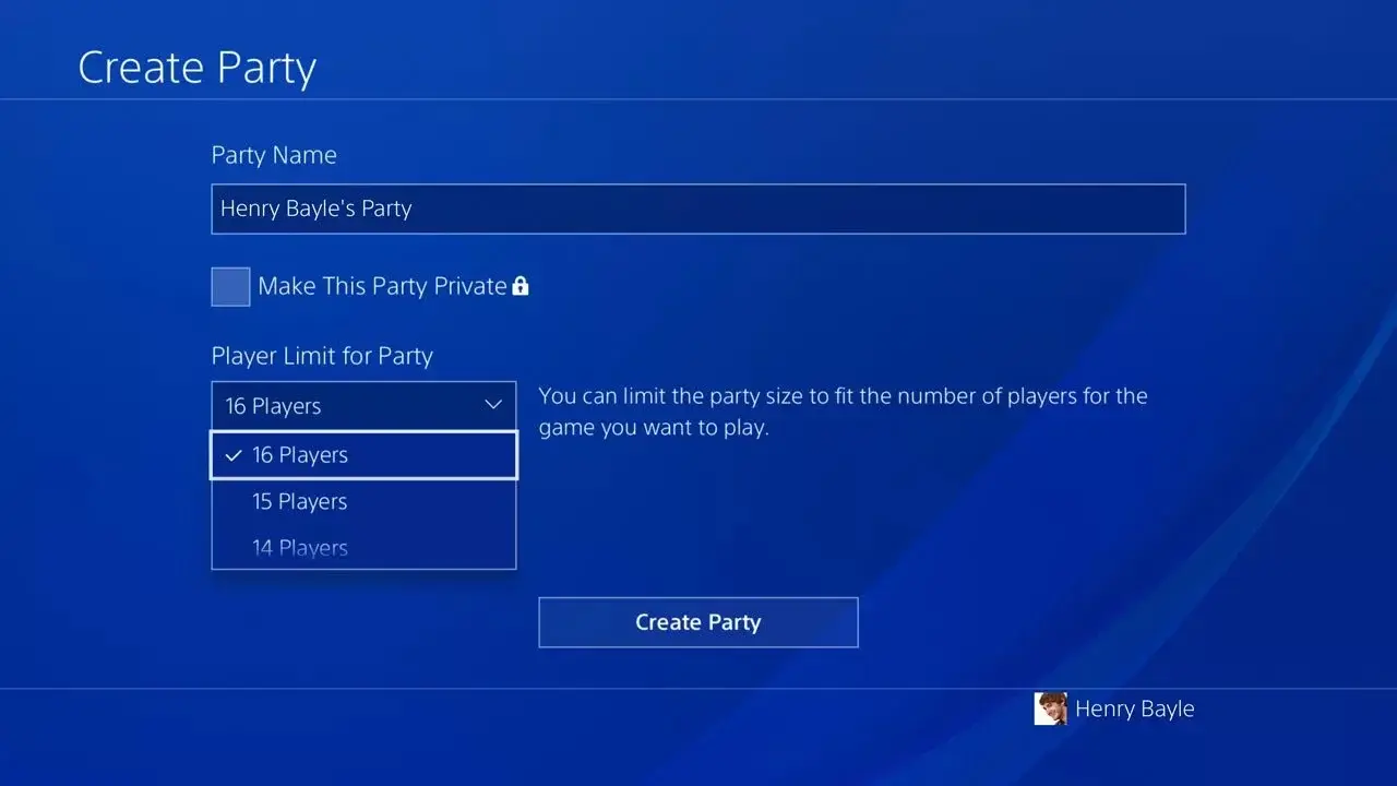 ps4 parties