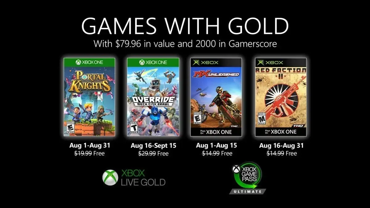 xbox games gold august 2020