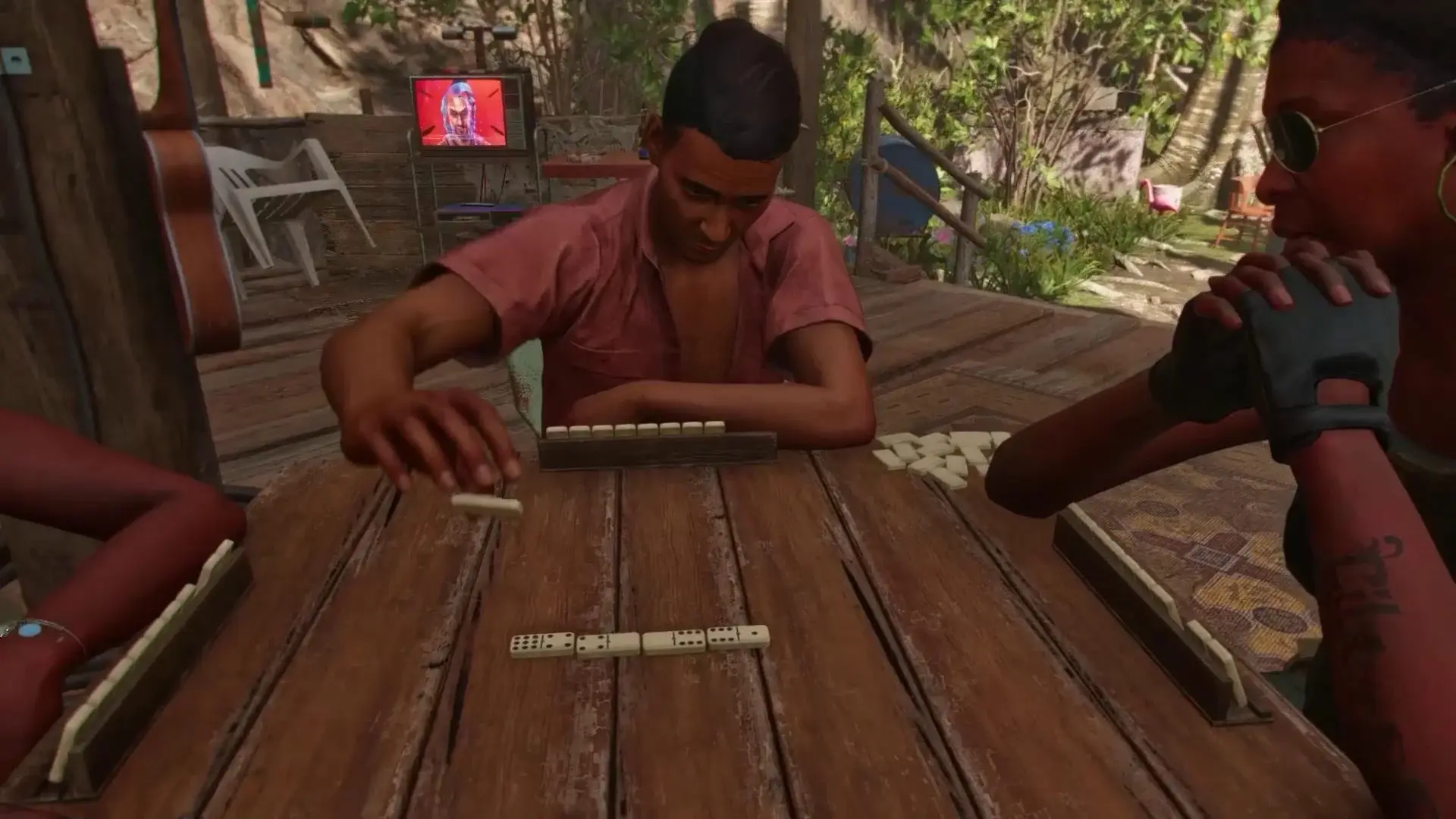 Far Cry 6 aggressive dominoes player
