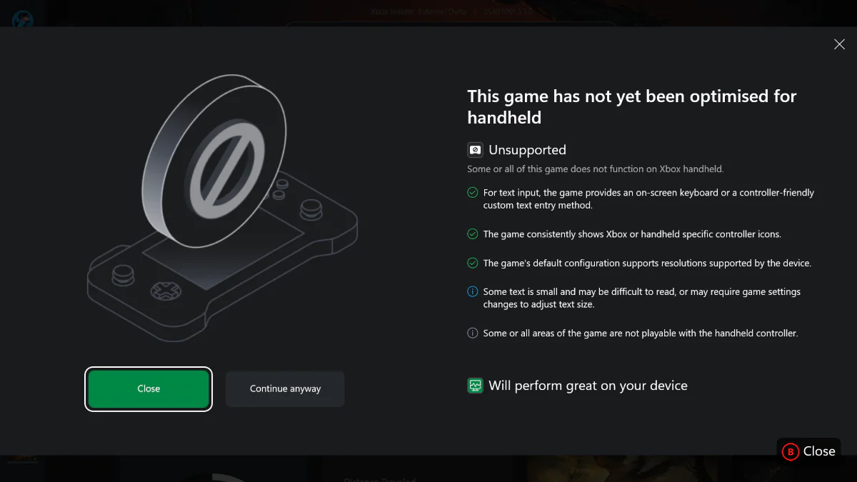 Xbox compatibility program warning